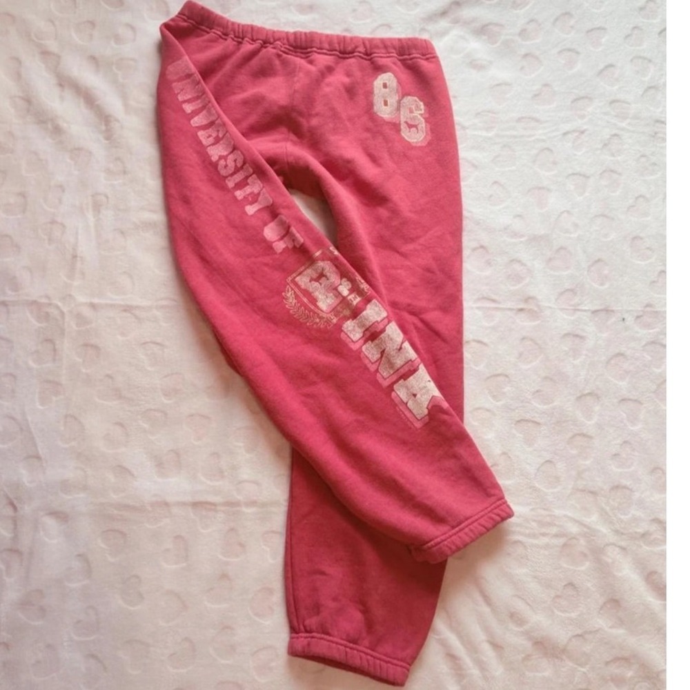 Vintage Victoria's Secret PINK Y2K Red Collegiate Cropped Sweatpants XS